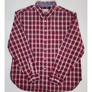 Dockers Mens Red White Plaid Button Down Shirt Long Sleeve XL Cotton